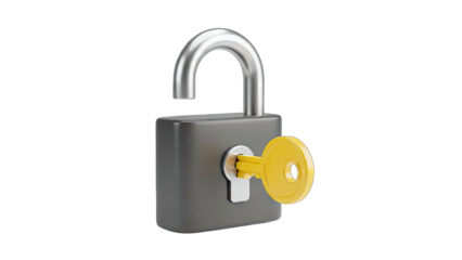 Unlocked Padlock with Key - Security Concept