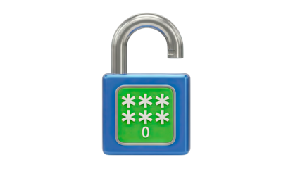 Unlocked Padlock with Password on Green Screen