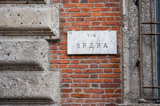 Via Brera street sign in Milan