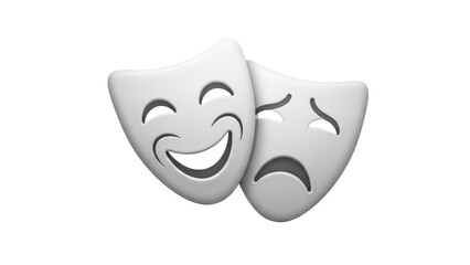 3D icon theater mask drama, isolated on white background