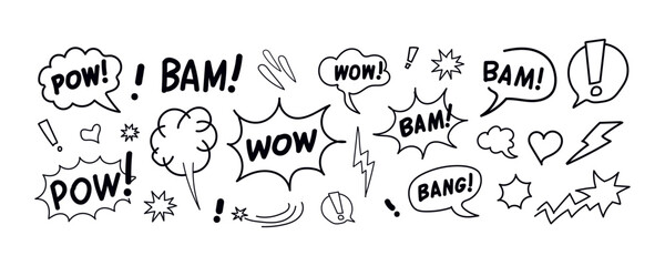 Comic Book Style Speech Bubbles and Sound Effects Keywords: comic, speech bubble, sound effect