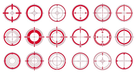 Collection of various red target and scope crosshair designs