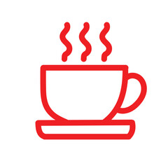 Red Steaming Hot Cup or Mug Icon for Coffee or Tea