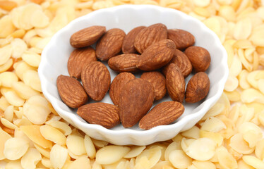 Almonds isolated on white background