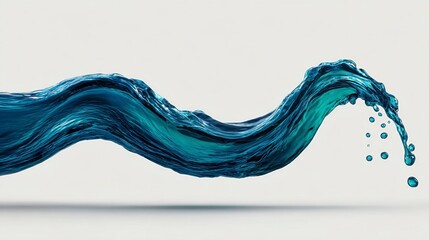 A dynamic, turquoise wave of liquid splashes and ripples against a white background