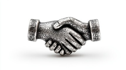 Metallic handshake, representing agreement and connection
