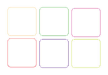 Multicolor neon border frame set for social media posts.