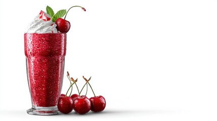 Refreshing frozen berry drink topped with cream and cherries