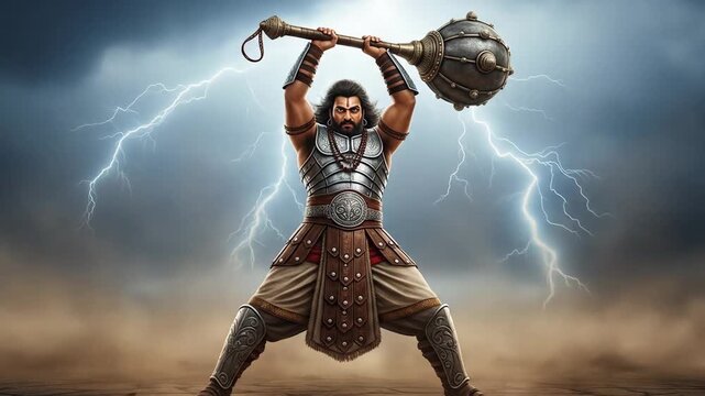 Bhima  Bima Wielding the Gada: The Strongest Pandava Warrior in Battle
