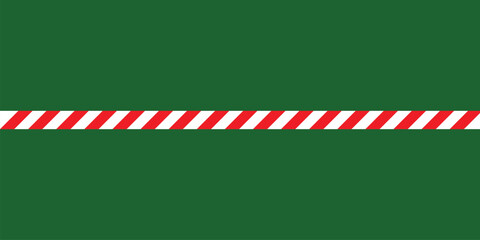 Elegant Christmas ribbon with red and white diagonal stripes, festive border design on a solid dark green background, seasonal decorative element for winter celebrations and gift wrapping
