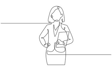 Confident business woman showing something or presenting animation.