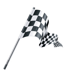 Checkered racing flags. Realistic finish flag set for car race, sports competitions. Vector illustration