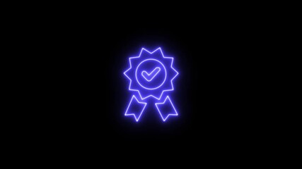 Abstract glowing neon Achievement icon animation with dark background.Futuristic glowing neon Achievement icon with smooth animated