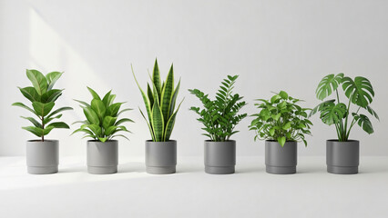 Fototapeta premium Modern Indoor Plant Collection for Interior Design Mockups