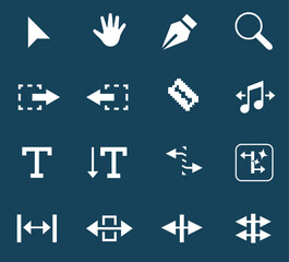 Adobe Premiere Pro Video Editing Tool Icons: Professional Timeline Set including Razor Cut, Ripple Edit, Selection Cursor, Pen Keyframes & Rate Stretch for Creative Post-Production Workflows