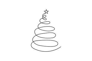 Christmas tree continuous line drawing simple holiday outline illustration
