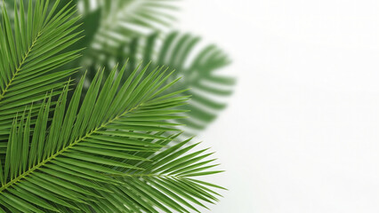 Fototapeta premium Tropical Palm Leaves Background with Copy Space for Design