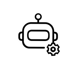Chatbot Automation Icon. Minimal Outline Vector