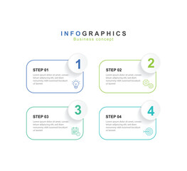 4 step Infographics Design Template, Editable presentation design elements, Info graph Process diagram in white background.