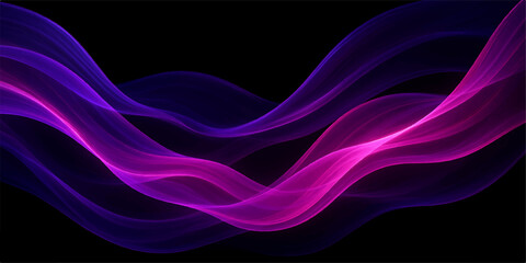 Fototapeta premium Abstract flowing purple smoke pattern and blue light waves on a black backdrop