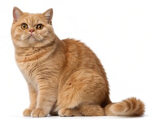 Cute Scottish Fold kitten with white fur sitting isolated