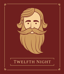 Twelfth Night bearded man character illustration