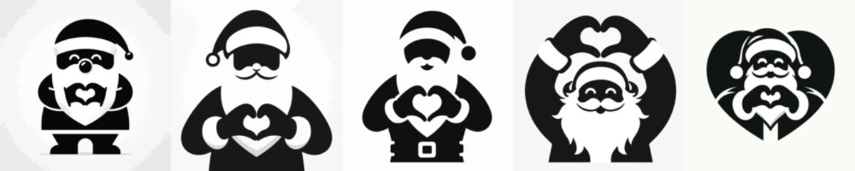 vector silhouette of Santa Claus making a heart-shaped hand gesture