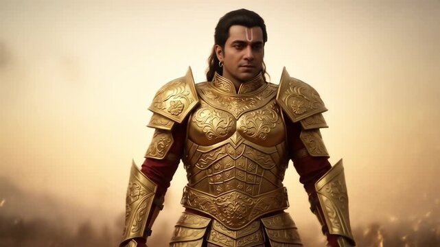 Bhima in Golden Armor - The Great Warrior from Mahabharata Epic