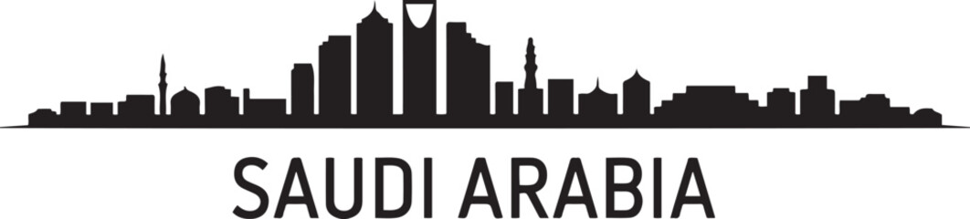 Dammam Skyline with Saudi Arabia. design Vector black silhouette