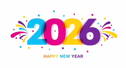 Colorful 2026 happy new year celebration graphic with confetti
