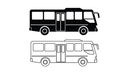 Simple depiction of a public transportation bus in black and white styles