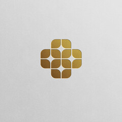 Geometric pattern logo in luxury gold shades. Sleek and modern design can fit various industries.	
