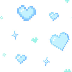 Blue Pixel Heart Seamless Pattern, Background