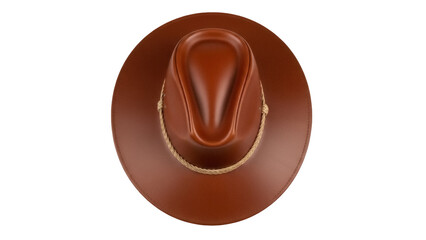 Brown cowboy hat PNG isolated on transparent background, classic western headwear for costume and fashion design