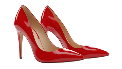 Red high heeled shoes isolated on transparent background