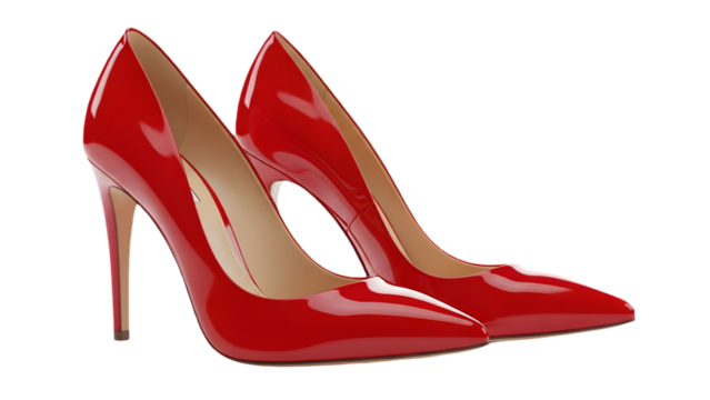 Red high heeled shoes isolated on transparent background - Powered by Adobe
