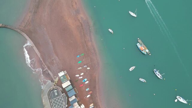 Teignmouth Beach and Ocean Town of England United Kingdom. High angle View Was Captured with Drone Camera During  Rainy clouds over British Tourist Attraction of England UK on 27th November, 2025