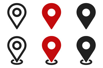 Map pin icon set. Location marker symbol for web design, app, and UI. GPS navigator pointer.