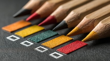 Set of pencils with a cross mark denoting environmental compliance scorecard and evaluation of sustainable practices