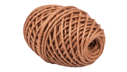 Ball of brown twine isolated PNG, natural fiber string for crafts and packaging on transparent background, rustic and eco-friendly