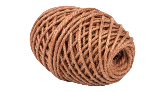 Ball of brown twine isolated PNG, natural fiber string for crafts and packaging on transparent background, rustic and eco-friendly