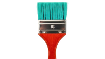 Turquoise bristle paintbrush isolated PNG on transparent background, painting tool for art and craft projects