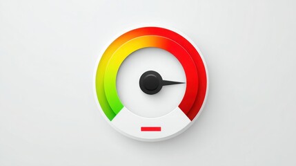 Clock with red and green dial representing esg financial impact gauge icon concept displaying financial metrics