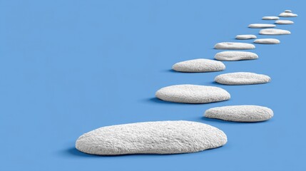 Line of white stones representing ethical transparency timeline and visual concept of business integrity and growth