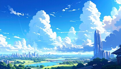 空と街並みとビル