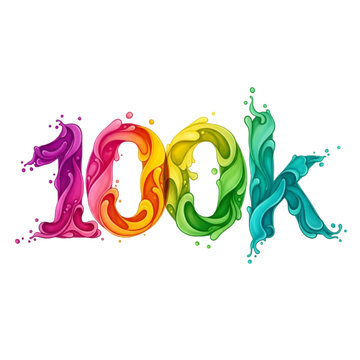 Vibrant rainbow 100k celebration graphic