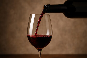 ボトルから注がれる赤ワイン　落ち着いたトーンの背景素材