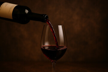 VIPルームで注がれる赤ワイン