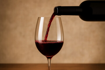 ワイングラスに注がれる赤ワイン