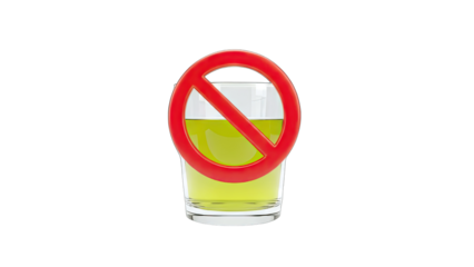 No Drink Symbol Over Glass of Green Liquid - Prohibition Concept